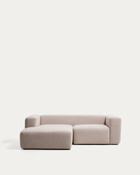 2-Sitzer-Sofa Blok mit Chaiselongue links in beiger Chenille, 240 cm, FSC Mix Credit