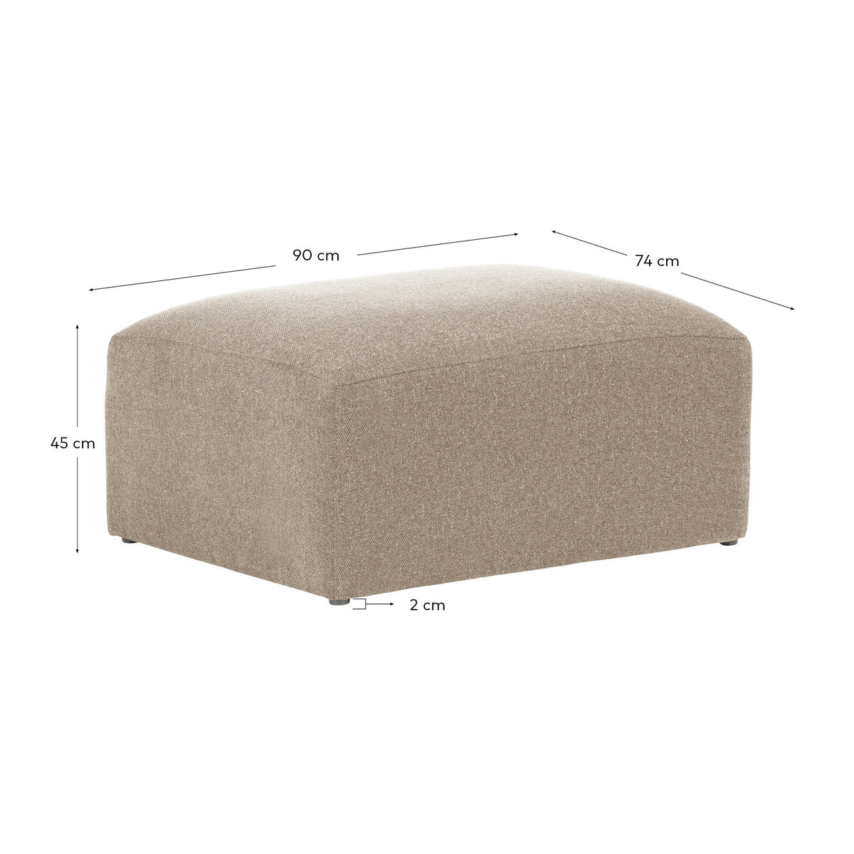 Fussablage Blok mit beiger Chenille 90 x 74 cm FSC Mix Credit in Beige präsentiert im Onlineshop von KAQTU Design AG. Pouf ist von Kave Home