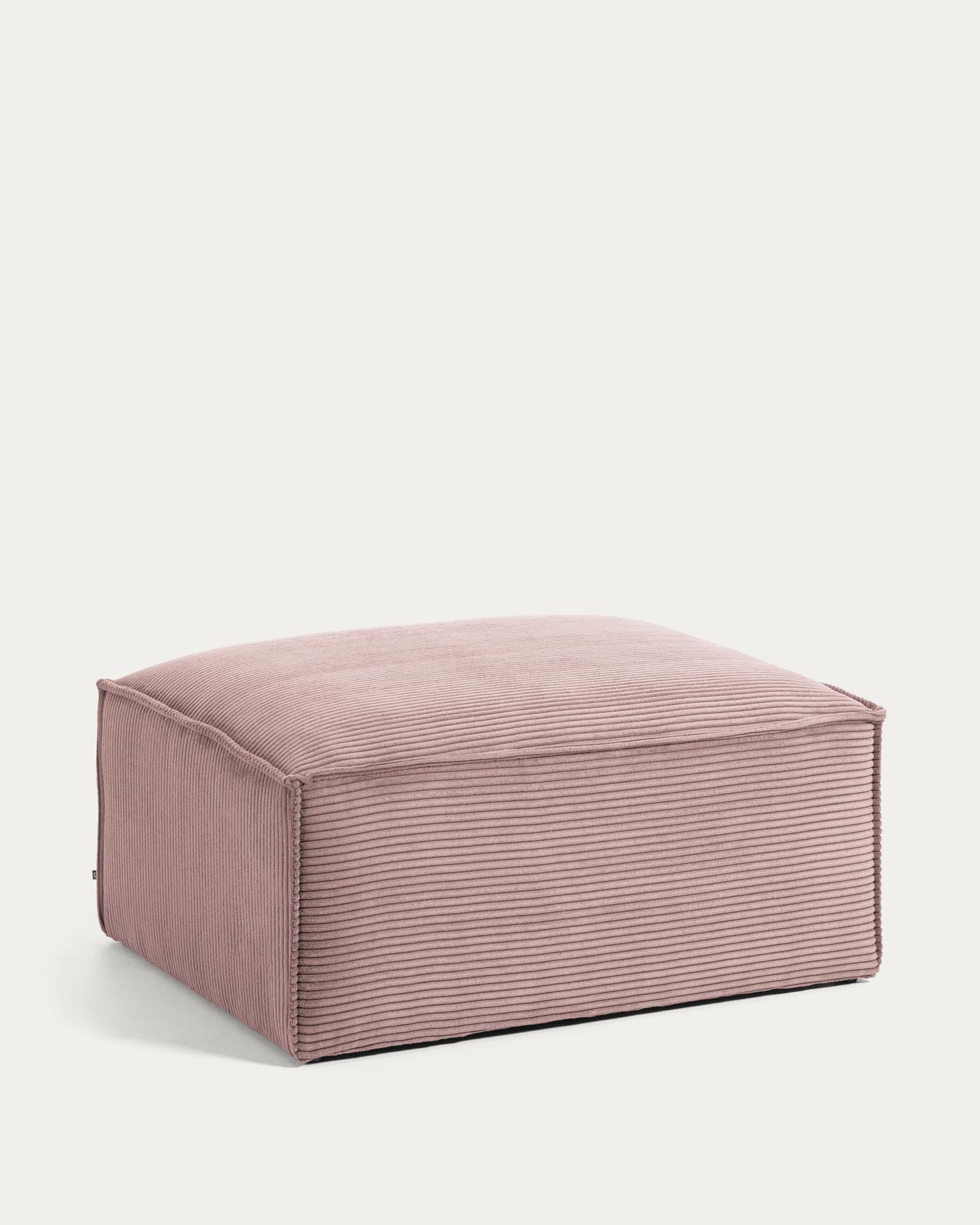 Repose-pieds Blok en velours côtelé large rose 90 x 74 cm