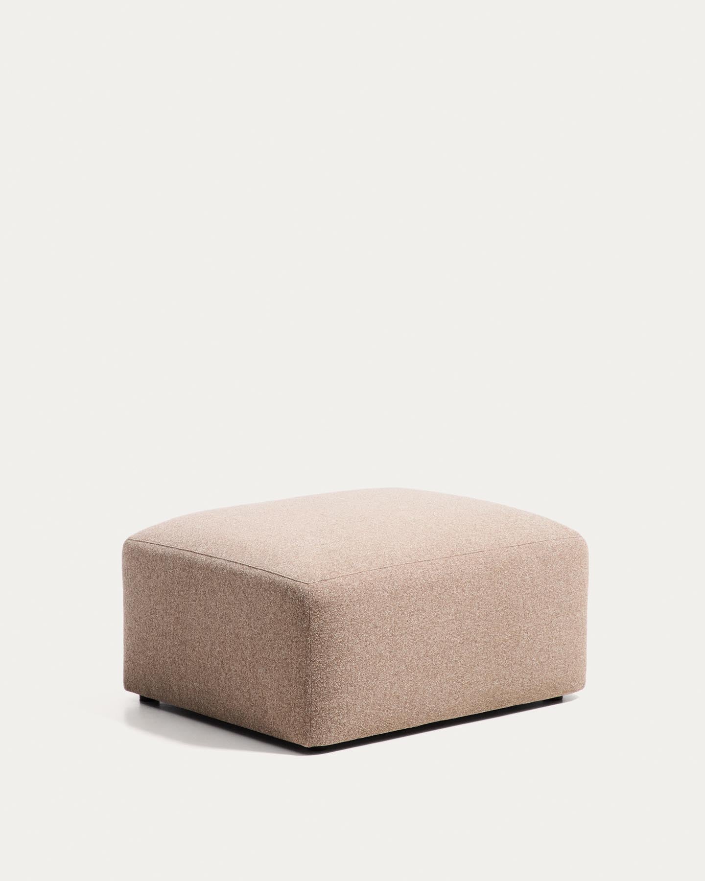 Fussablage Blok in brauner Chenille, 90 x 74 cm, FSC Mix Credit in Taupe präsentiert im Onlineshop von KAQTU Design AG. Pouf ist von Kave Home