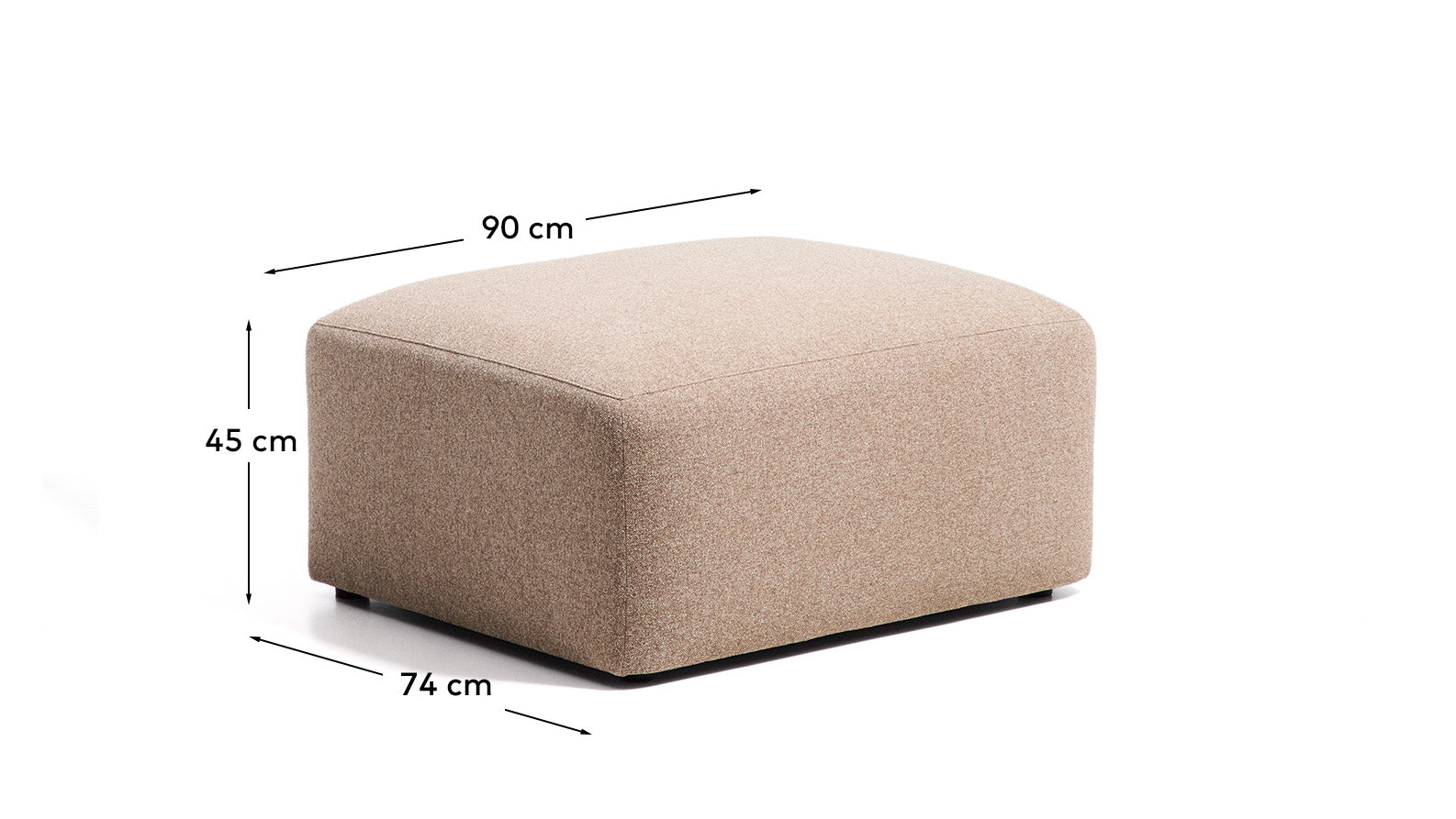 Fussablage Blok in brauner Chenille, 90 x 74 cm, FSC Mix Credit in Taupe präsentiert im Onlineshop von KAQTU Design AG. Pouf ist von Kave Home