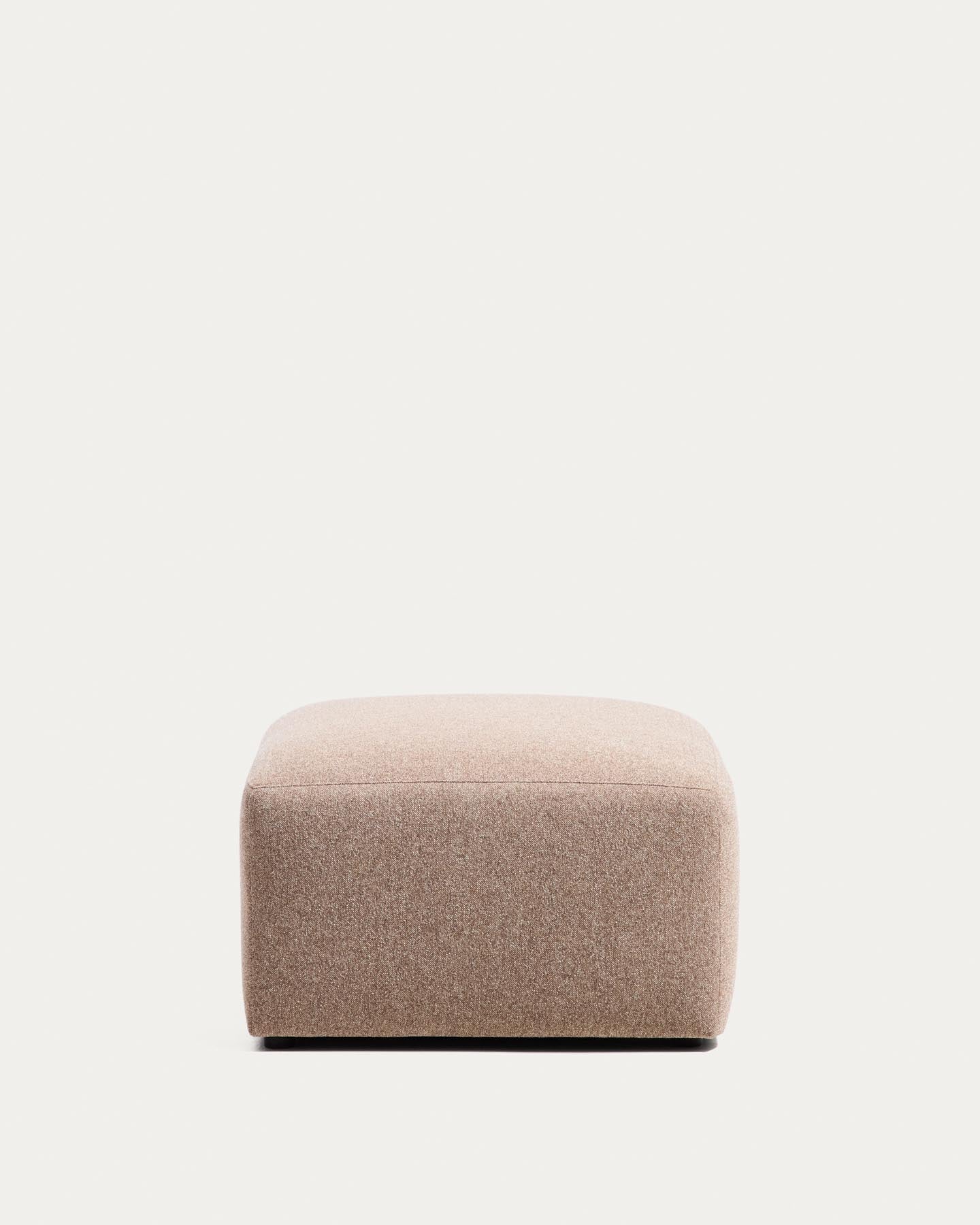 Fussablage Blok in brauner Chenille, 90 x 74 cm, FSC Mix Credit in Taupe präsentiert im Onlineshop von KAQTU Design AG. Pouf ist von Kave Home
