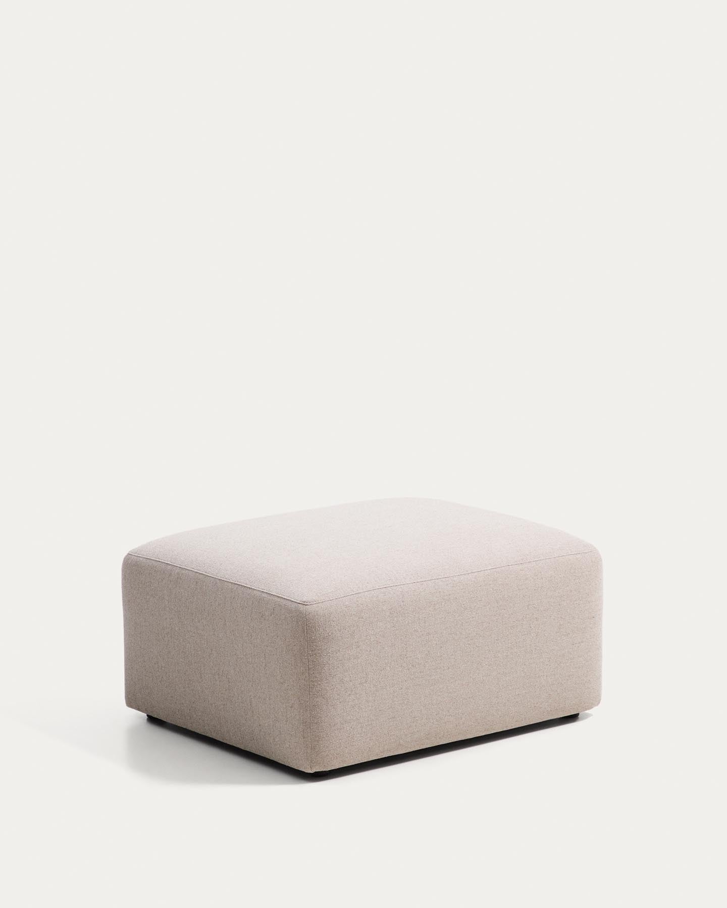 Fussablage Blok in beiger Chenille, 90 x 74 cm, FSC Mix Credit in Beige präsentiert im Onlineshop von KAQTU Design AG. Pouf ist von Kave Home