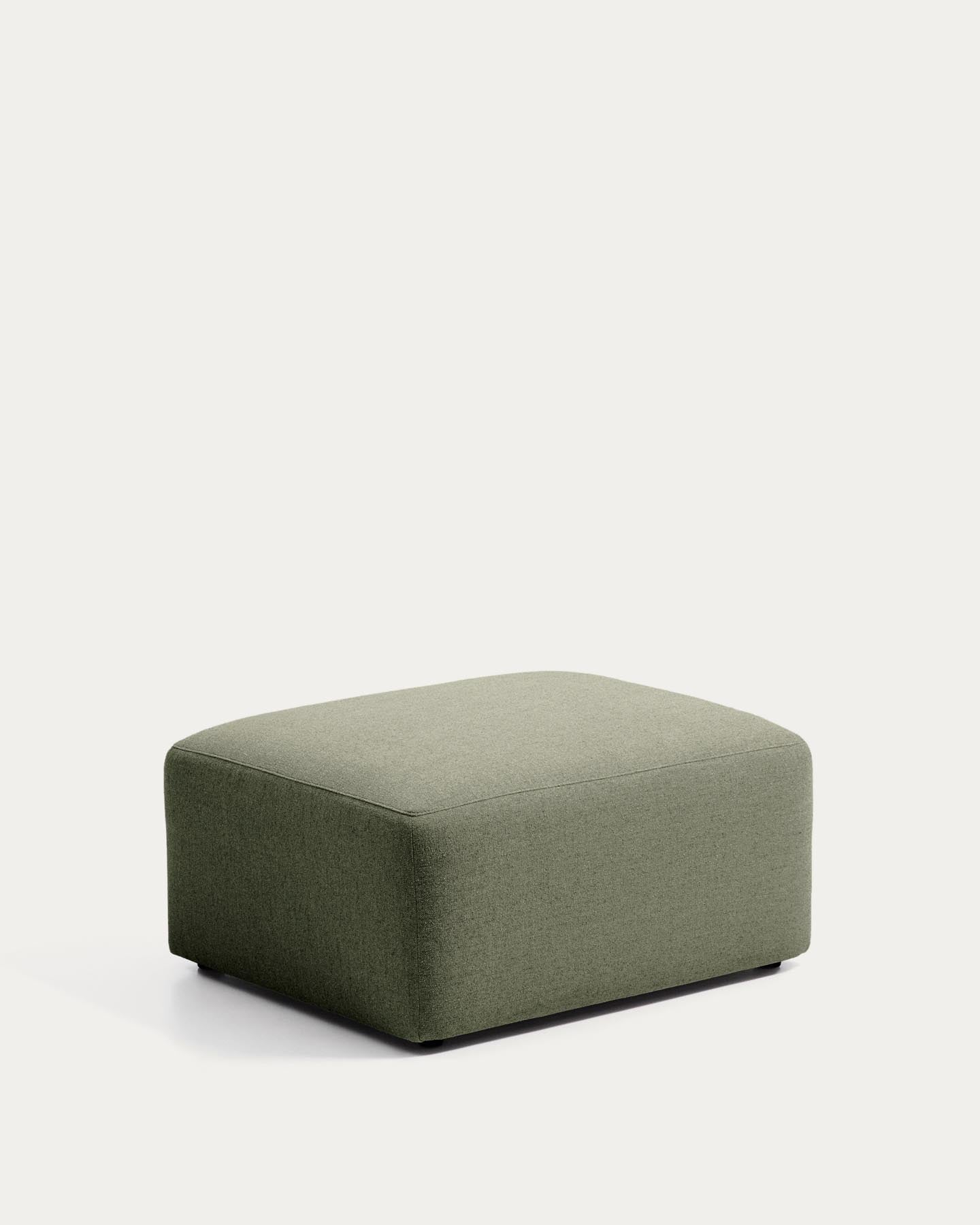Fussablage Blok in moosgrüner Chenille, 90 x 74 cm, FSC Mix Credit in Grün präsentiert im Onlineshop von KAQTU Design AG. Pouf ist von Kave Home
