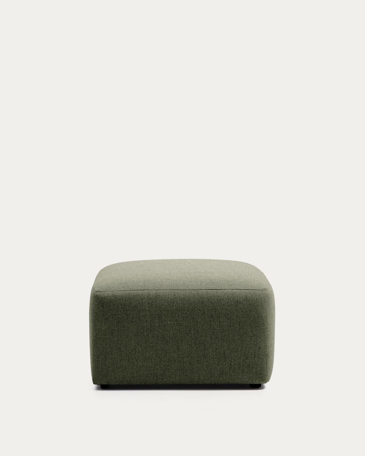 Fussablage Blok in moosgrüner Chenille, 90 x 74 cm, FSC Mix Credit in Grün präsentiert im Onlineshop von KAQTU Design AG. Pouf ist von Kave Home