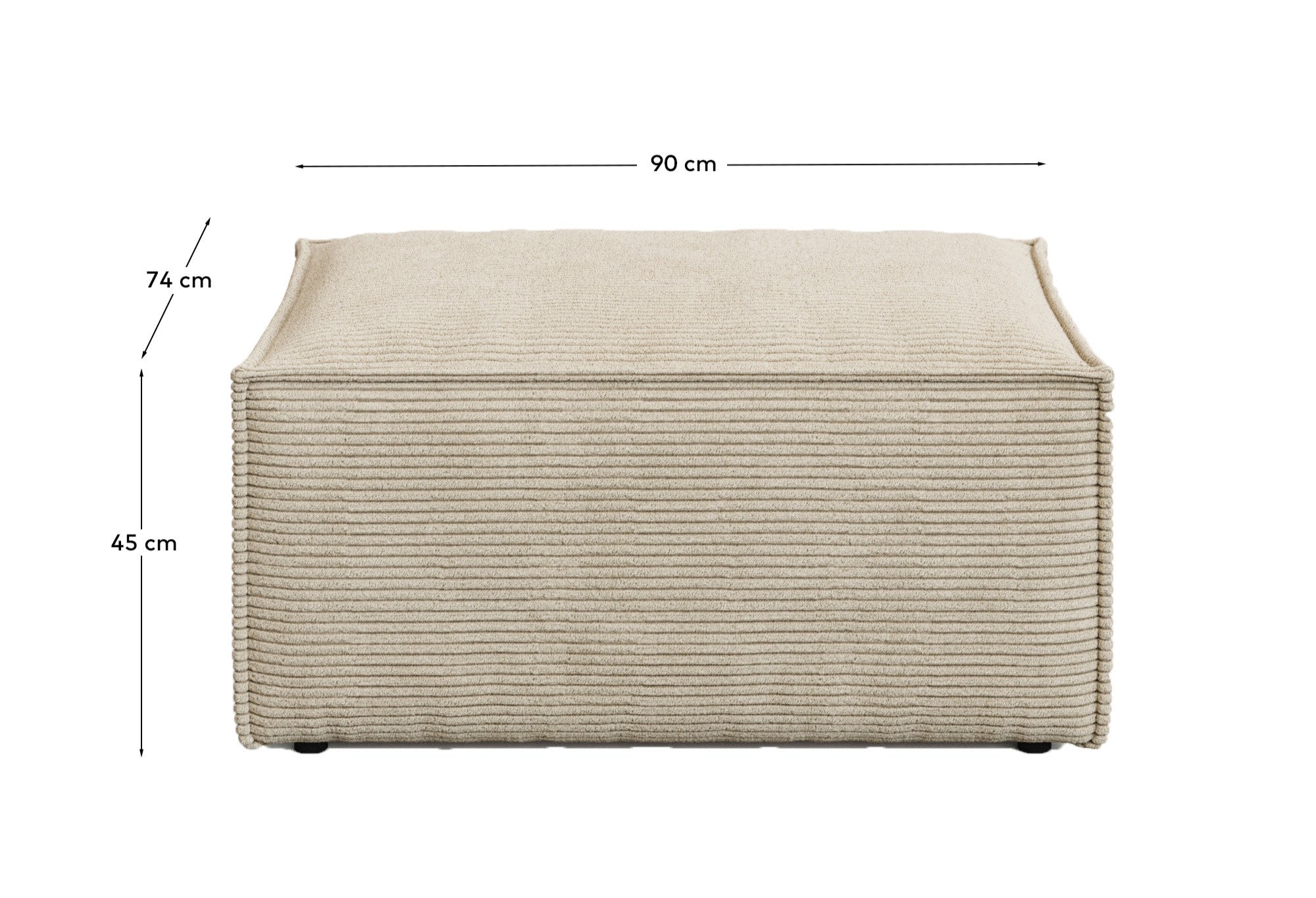 Fussablage Blok schwer entflammbar mit dickem Cord in Ecru 90 x 74 cm FSC Mix Credit FR in Ecru präsentiert im Onlineshop von KAQTU Design AG. Pouf ist von Kave Home