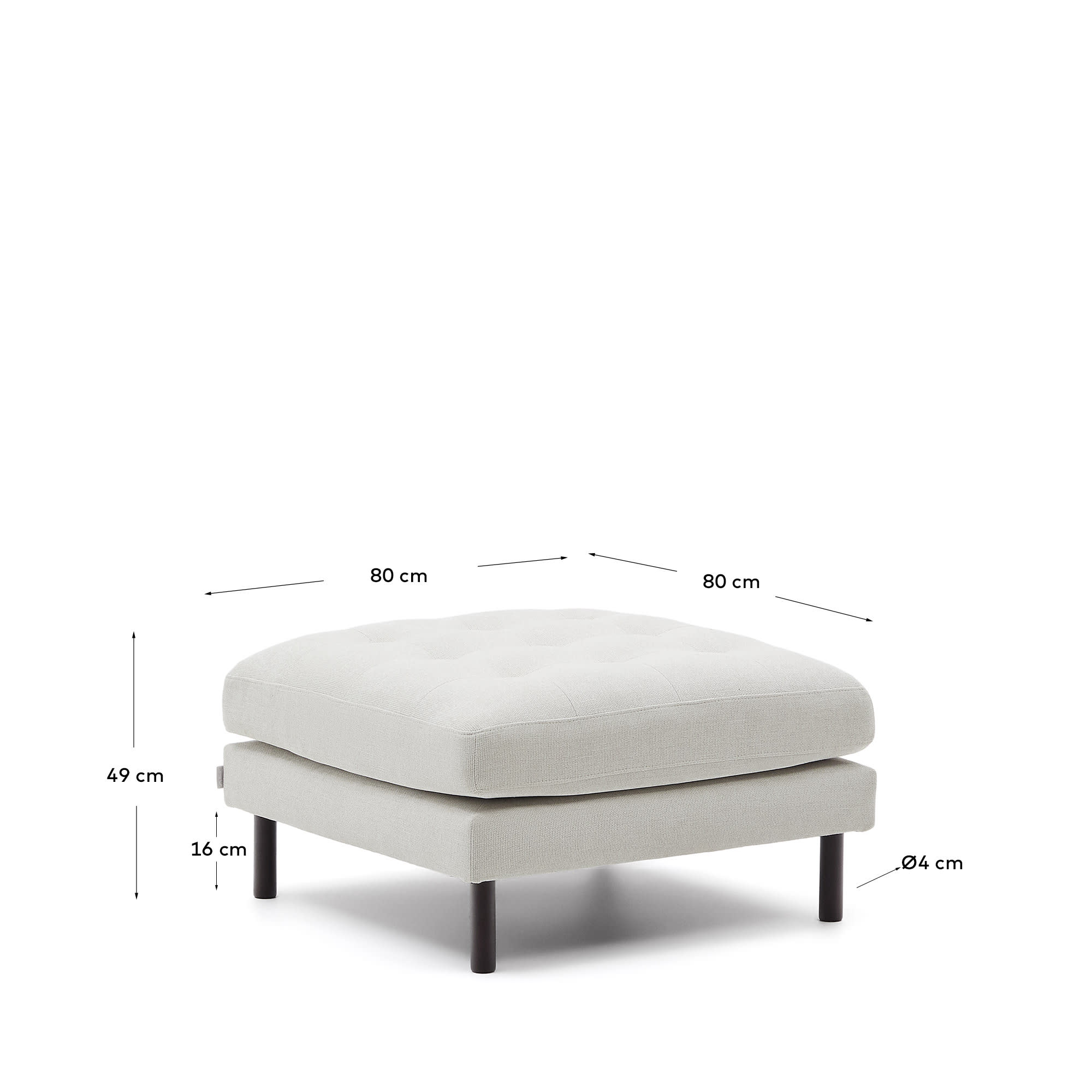 Elegante Debra Fussablage in perlfarbener Chenille, 80 x 80 cm, mit stabilen Wenge-Finish Beinen – perfekter Komfort und stilvolle Akzente für Ihr Zuhause.