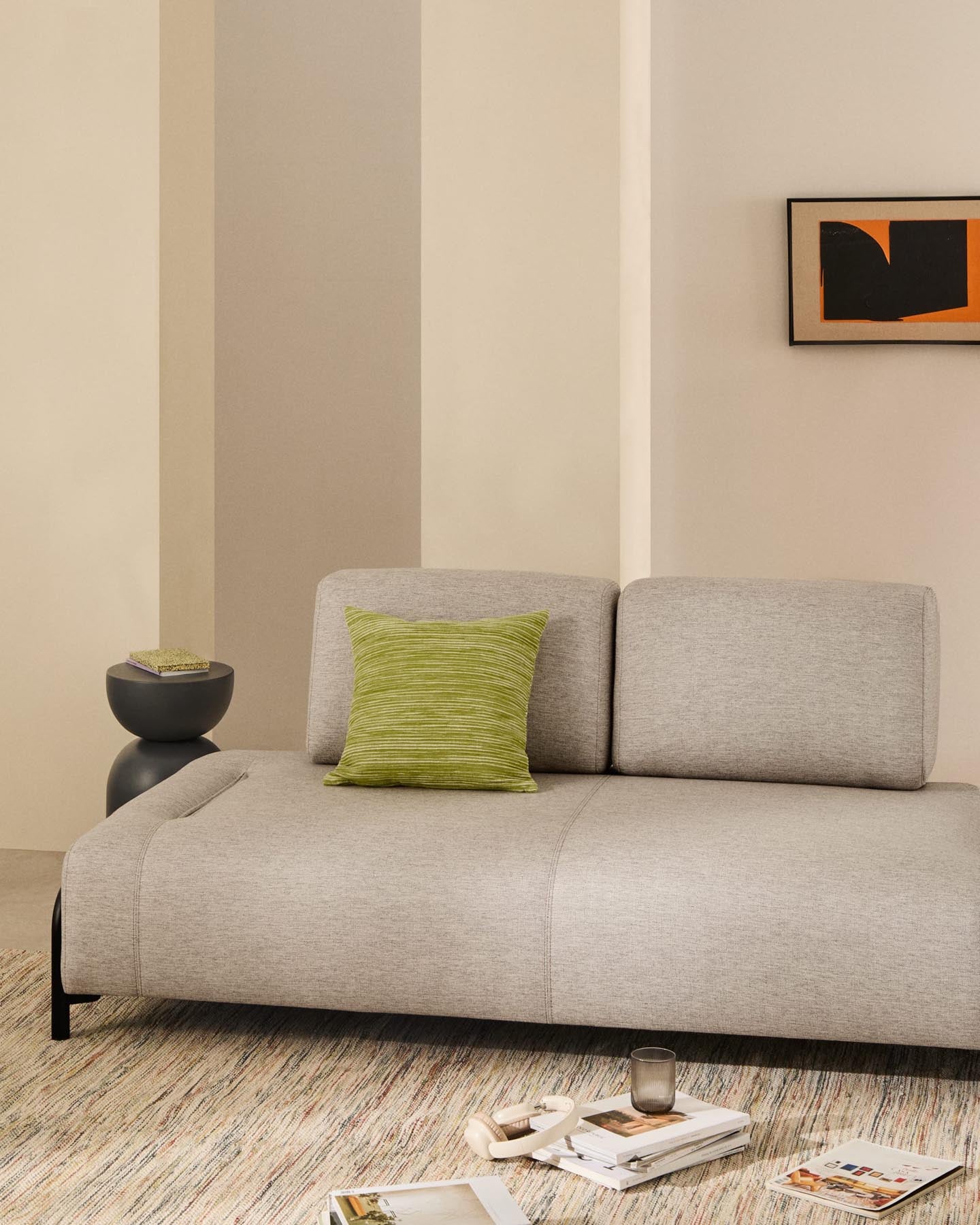 2-Sitzer-Modul Compo in Graubeige mit schwarzem Metallgestell 200 cm FSC Mix Credit