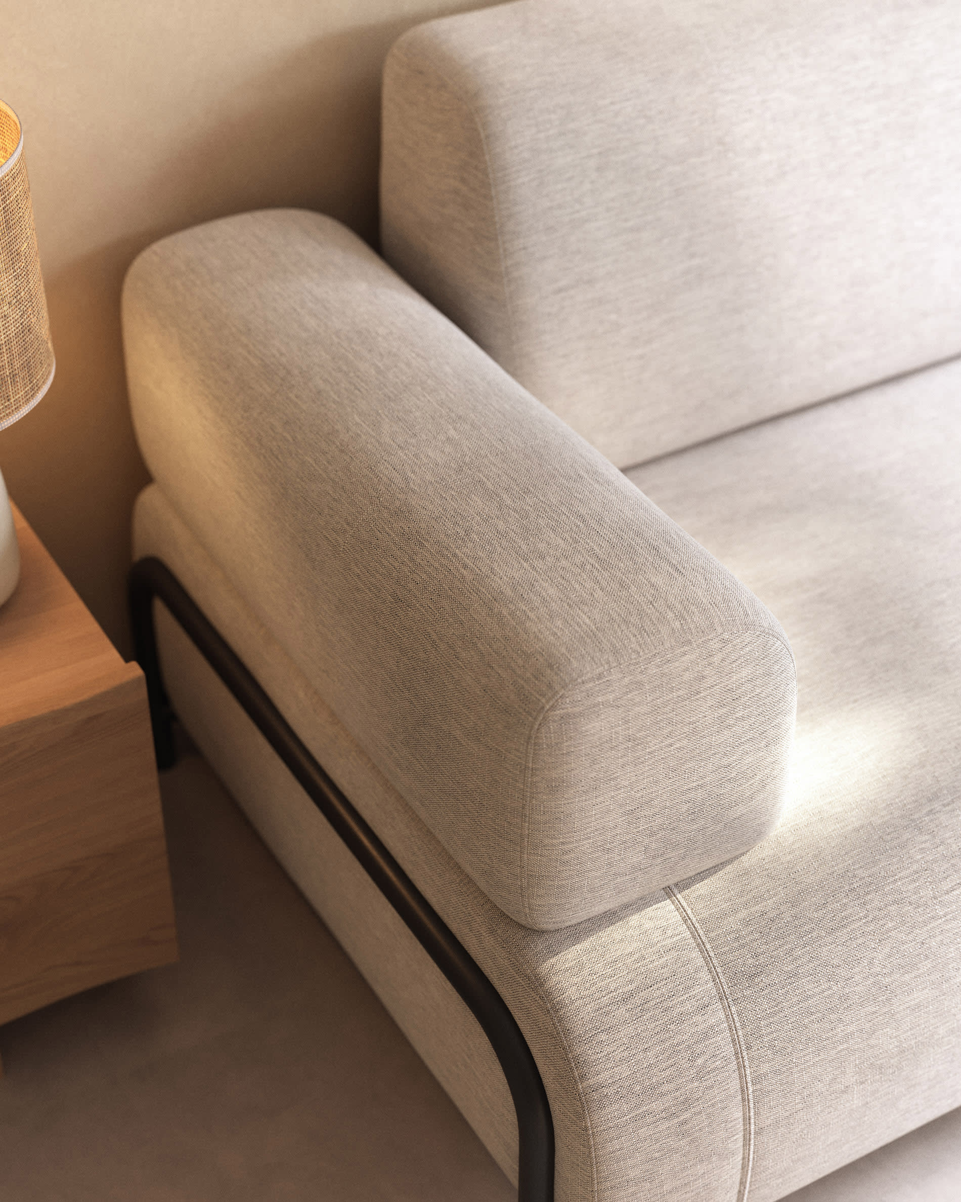 Stilvolles 3-Sitzer Modulsofa von Kave Home in Beige-Grau, 232 cm, ideal für zeitgemäße Wohnräume und flexible Gestaltung.