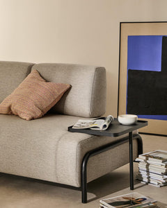Canapé Compo 2 places gris beige avec grand plateau et structure en métal noir 200 cm FSC