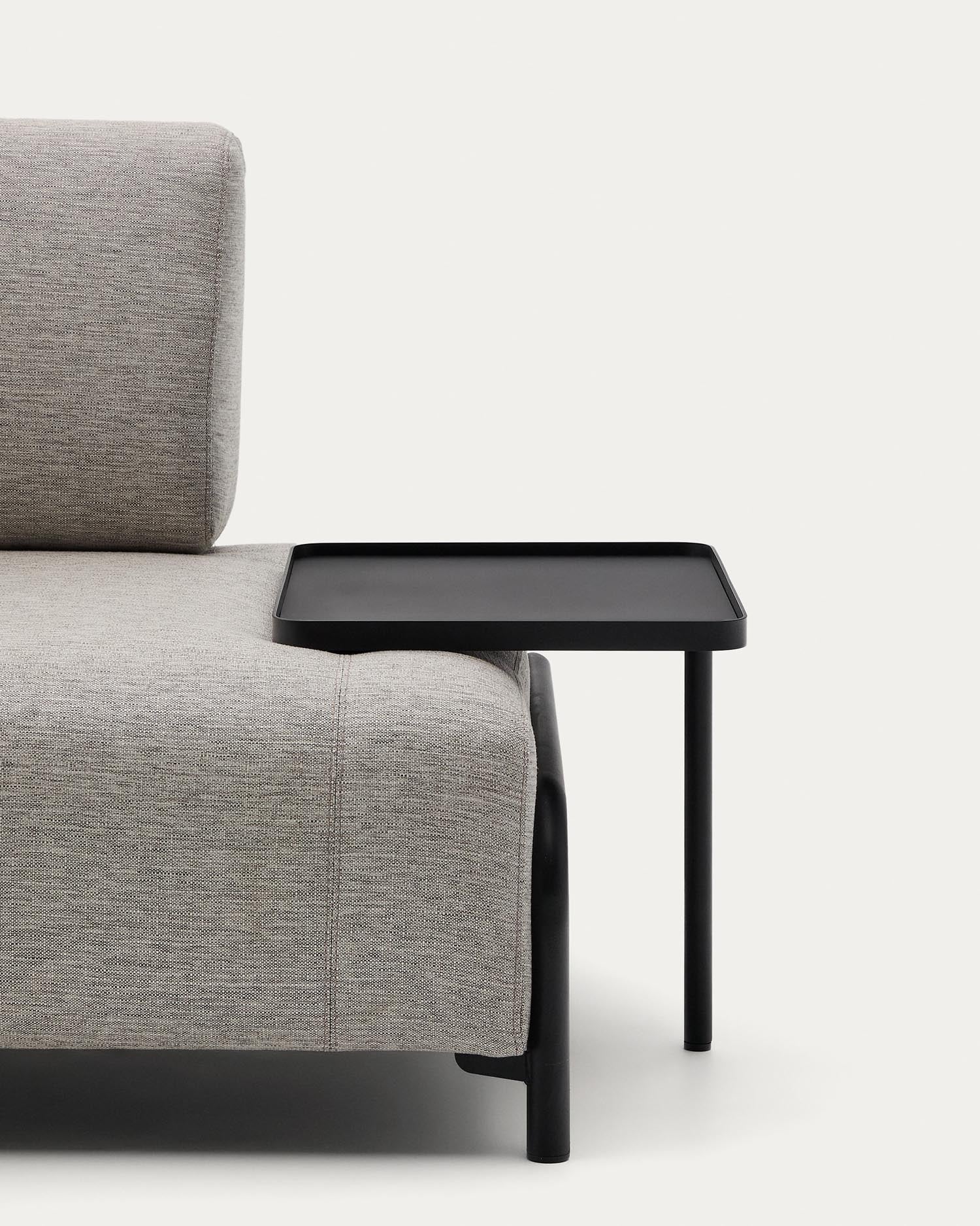 Stylisches Compo 3-Sitzer Sofa in Beige-Grau von Kave Home, 252 cm, mit integriertem Tablett für Getränke und Snacks – ideal für jedes Wohnzimmer.