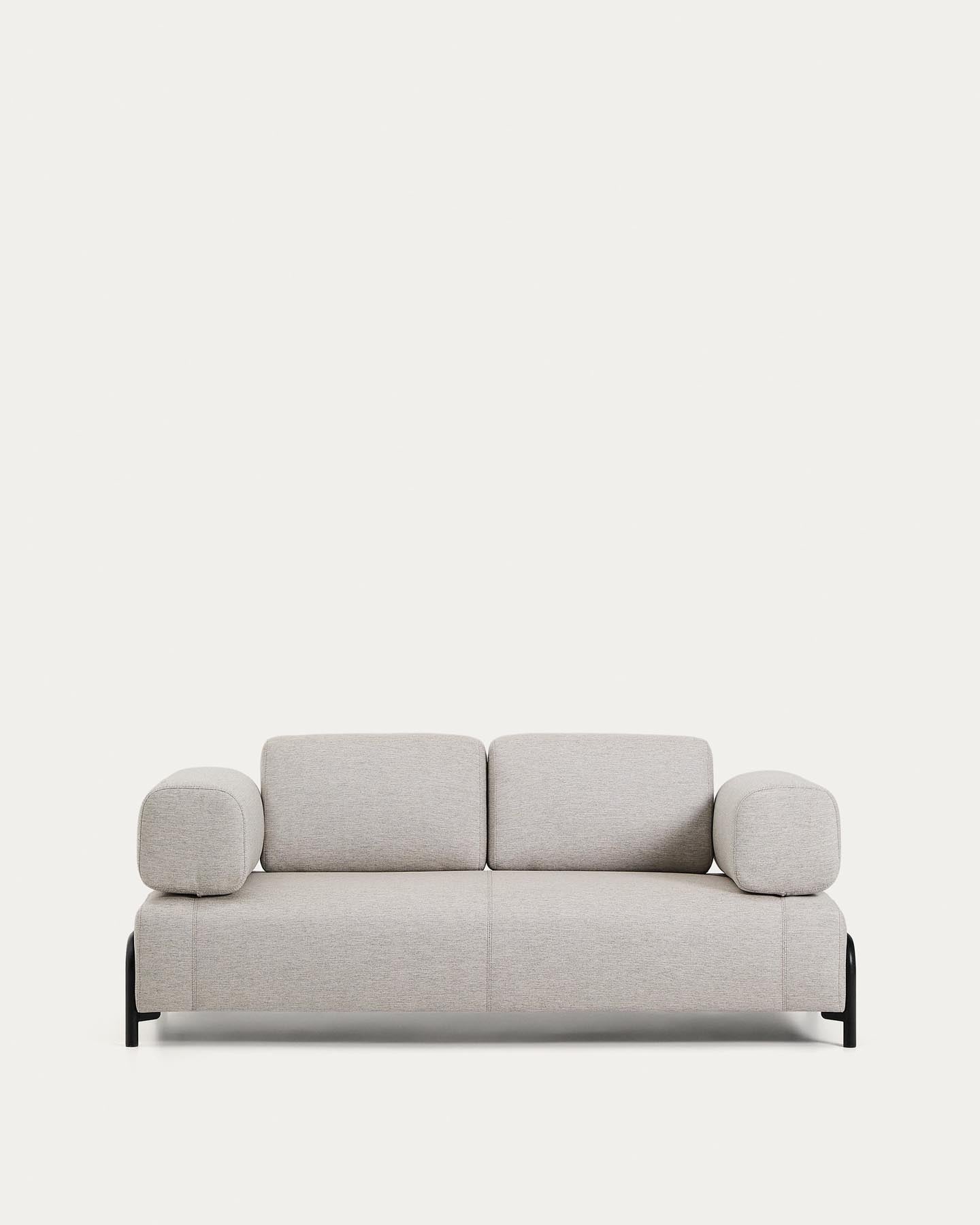2-seater sofa Compo in Graubeige with black metal frame 200 cm FSC Mix Credit