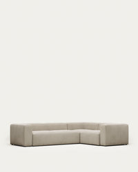 Canapé d'angle Blok 4 places, ignifugé avec chenille beige, 320 x 230 cm/230 x 320 cm