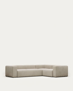 Canapé d'angle Blok 4 places, ignifugé avec chenille beige, 320 x 230 cm/230 x 320 cm