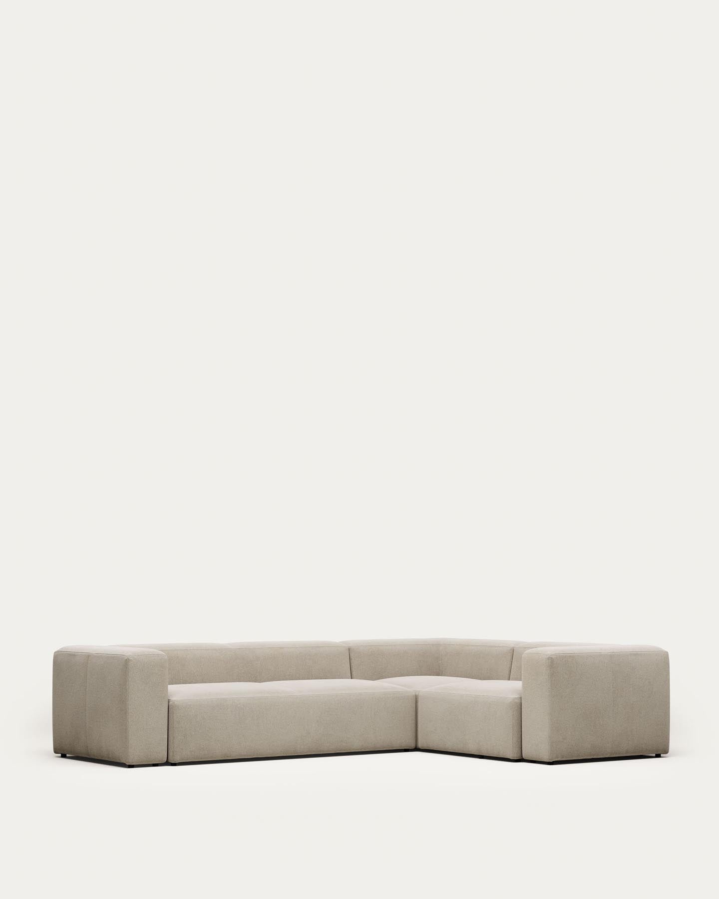 4-Sitzer-Ecksofa Blok, schwer entflammbar mit beiger Chenille, 320 x 230 cm / 230 x 320 cm in Beige präsentiert im Onlineshop von KAQTU Design AG. Ecksofa ist von Kave Home