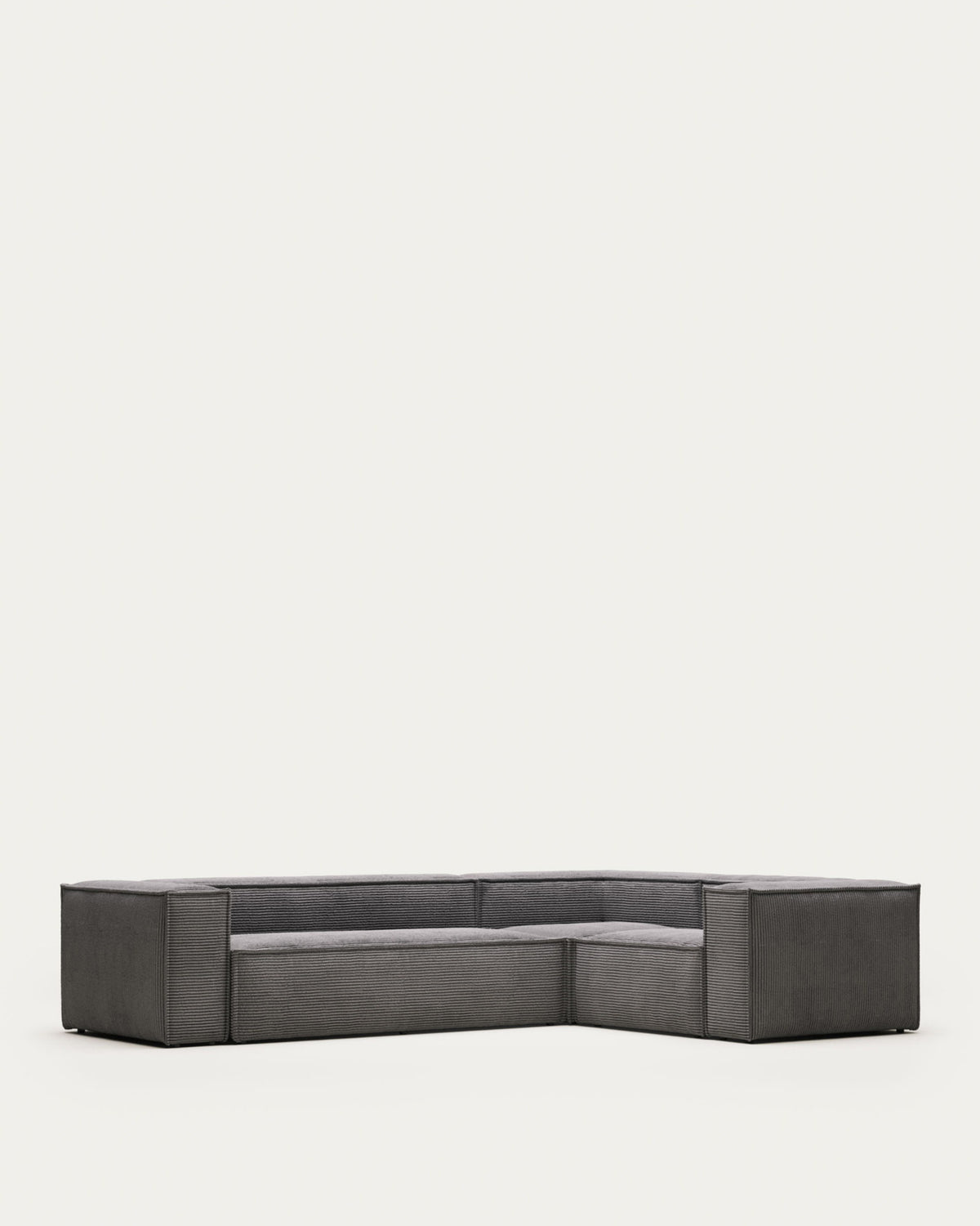 Blok 4-Sitzer-Ecksofa breiter Cord grau 320 x 230 cm / 230 x 320 cm FR in Grau präsentiert im Onlineshop von KAQTU Design AG. Ecksofa ist von Kave Home
