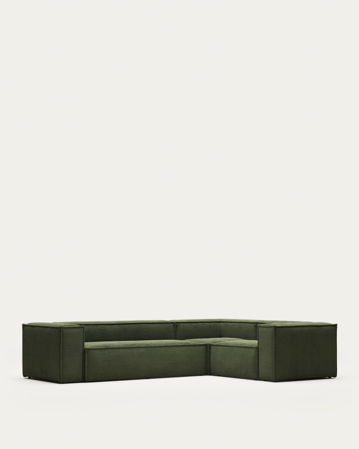 4-Sitzer-Ecksofa Blok, schwer entflammbar mit dickem, grünem Cord, 320 x 230 cm / 230 x 320 cm, FSC Mix Credit in Grün präsentiert im Onlineshop von KAQTU Design AG. Ecksofa ist von Kave Home