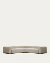 Canapé d'angle Blok 6 places, ignifugé avec chenille beige, 320 x 320 cm