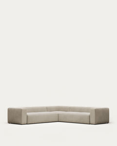 Canapé d'angle Blok 6 places, ignifugé avec chenille beige, 320 x 320 cm