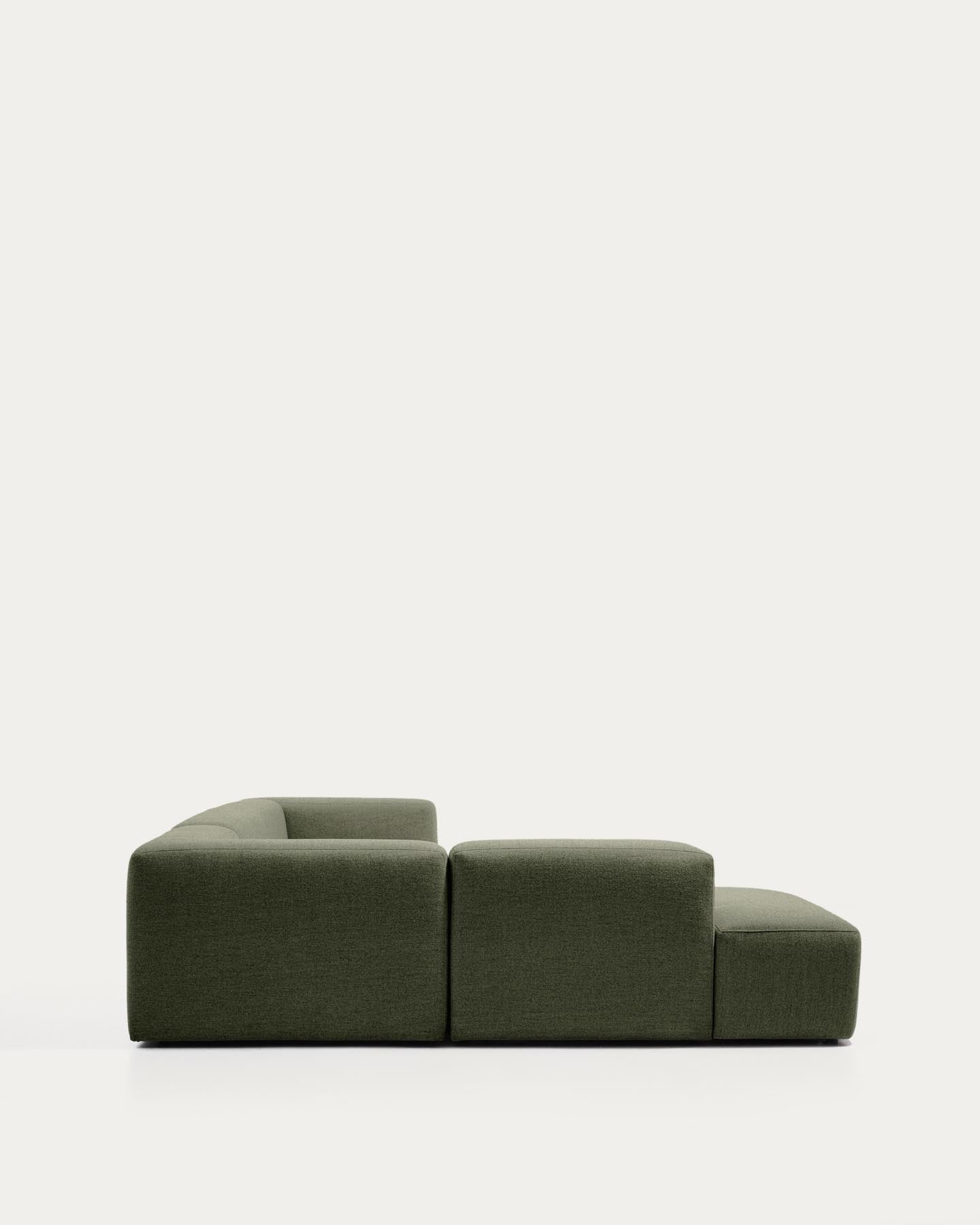 5-Sitzer-Ecksofa Blok mit Randmodul links in moosgrüner Chenille, 255 x 320 cm, FSC Mix Credit in Grün präsentiert im Onlineshop von KAQTU Design AG. L-Sofa links ist von Kave Home