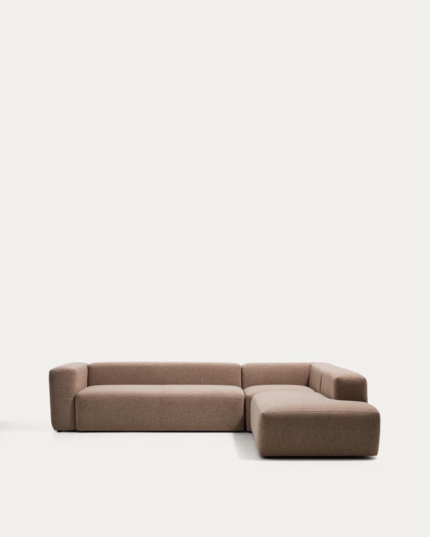 5-Sitzer-Ecksofa Blok mit Randmodul links in brauner Chenille, 320 x 255 cm, FSC Mix Credit in Taupe präsentiert im Onlineshop von KAQTU Design AG. L-Sofa links ist von Kave Home