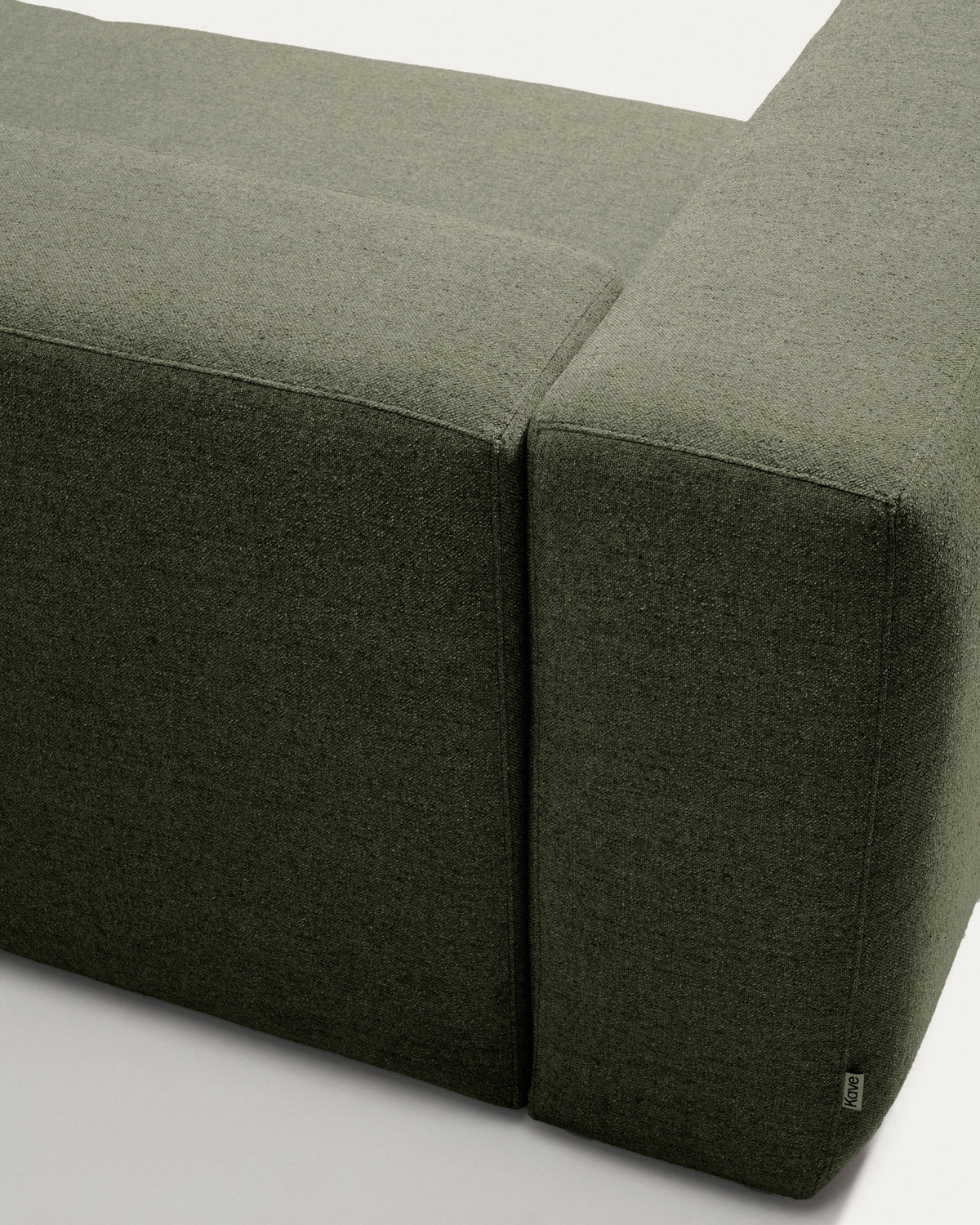 5-Sitzer-Ecksofa Blok mit Randmodul links in moosgrüner Chenille, 320 x 255 cm, FSC Mix Credit in Grün präsentiert im Onlineshop von KAQTU Design AG. L-Sofa links ist von Kave Home