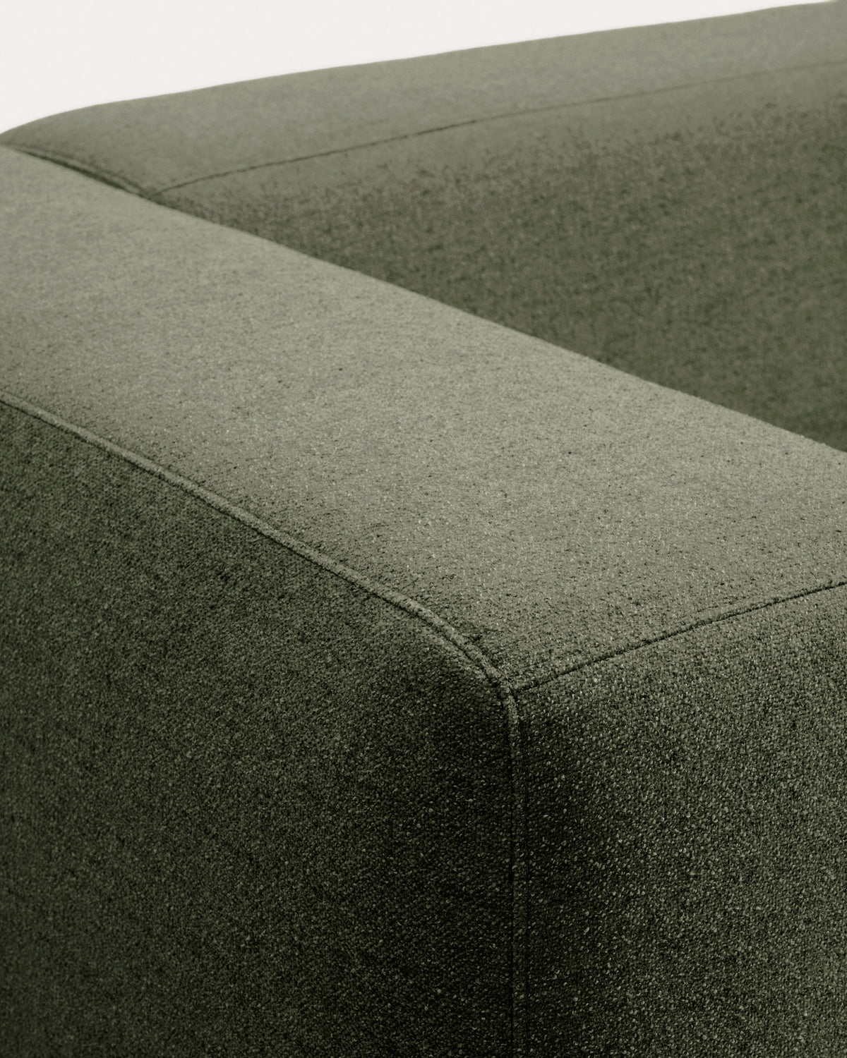 5-Sitzer-Ecksofa Blok mit Randmodul links in moosgrüner Chenille, 320 x 255 cm, FSC Mix Credit in Grün präsentiert im Onlineshop von KAQTU Design AG. L-Sofa links ist von Kave Home
