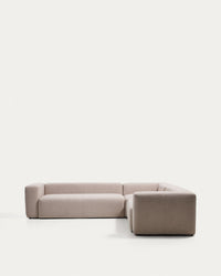 Canapé d'angle 5 places Blok en chenille beige, 320 x 290 cm/290 x 320 cm, FSC Mix Credit