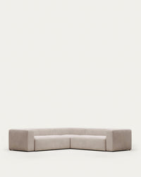 Canapé d'angle 4 places Blok avec chenille beige 290 x 290 cm FSC Mix Credit