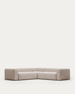 Canapé d'angle 4 places Blok avec chenille beige 290 x 290 cm FSC Mix Credit