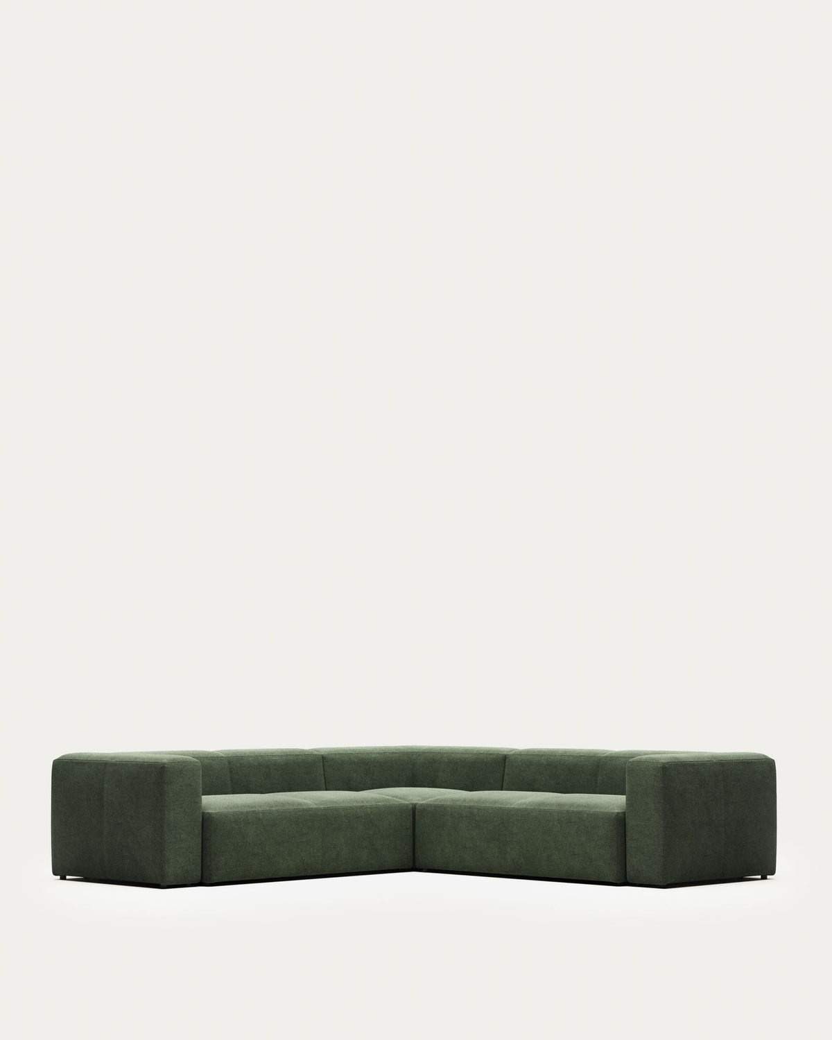 4-Sitzer-Ecksofa Blok, schwer entflammbar mit grüner Chenille, 290 x 290 cm in Grün präsentiert im Onlineshop von KAQTU Design AG. Ecksofa ist von Kave Home