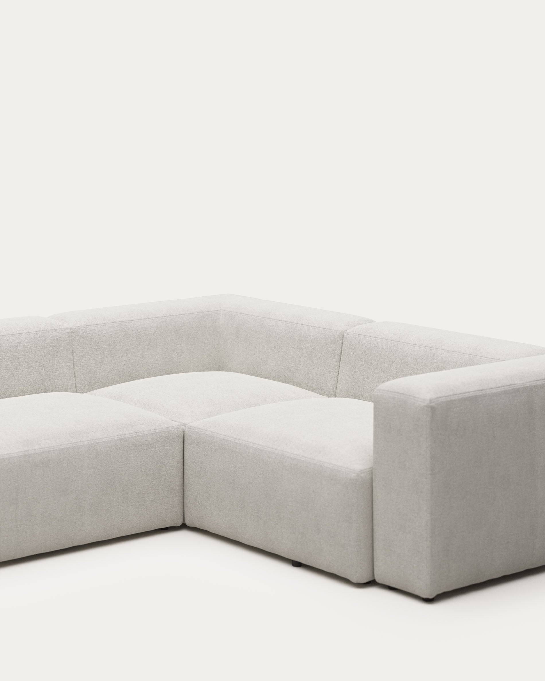 Blok 3-Sitzer-Ecksofa in Bouclé weiss 290 x 230 cm / 230 x 290 cm FR in Weiss präsentiert im Onlineshop von KAQTU Design AG. Ecksofa ist von Kave Home
