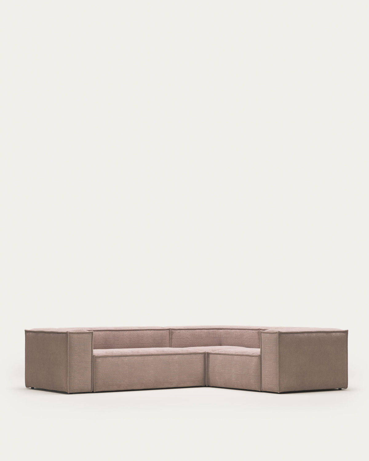 Blok 3-Sitzer-Ecksofa breiter Cord rosa 290 x 230 cm / 230 cm 290 cm FR in Rosa präsentiert im Onlineshop von KAQTU Design AG. Ecksofa ist von Kave Home