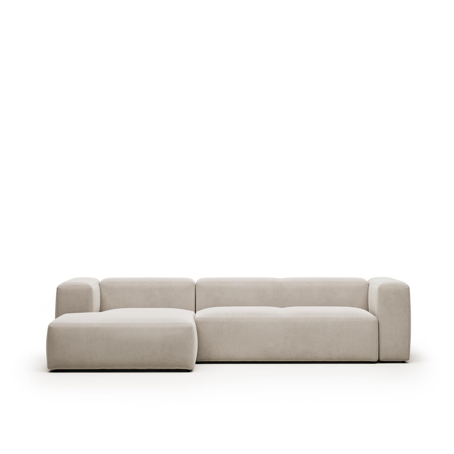 Kave Home Blok 3-Sitzer Sofa 300 cm, beige, mit linker Chaiselongue.