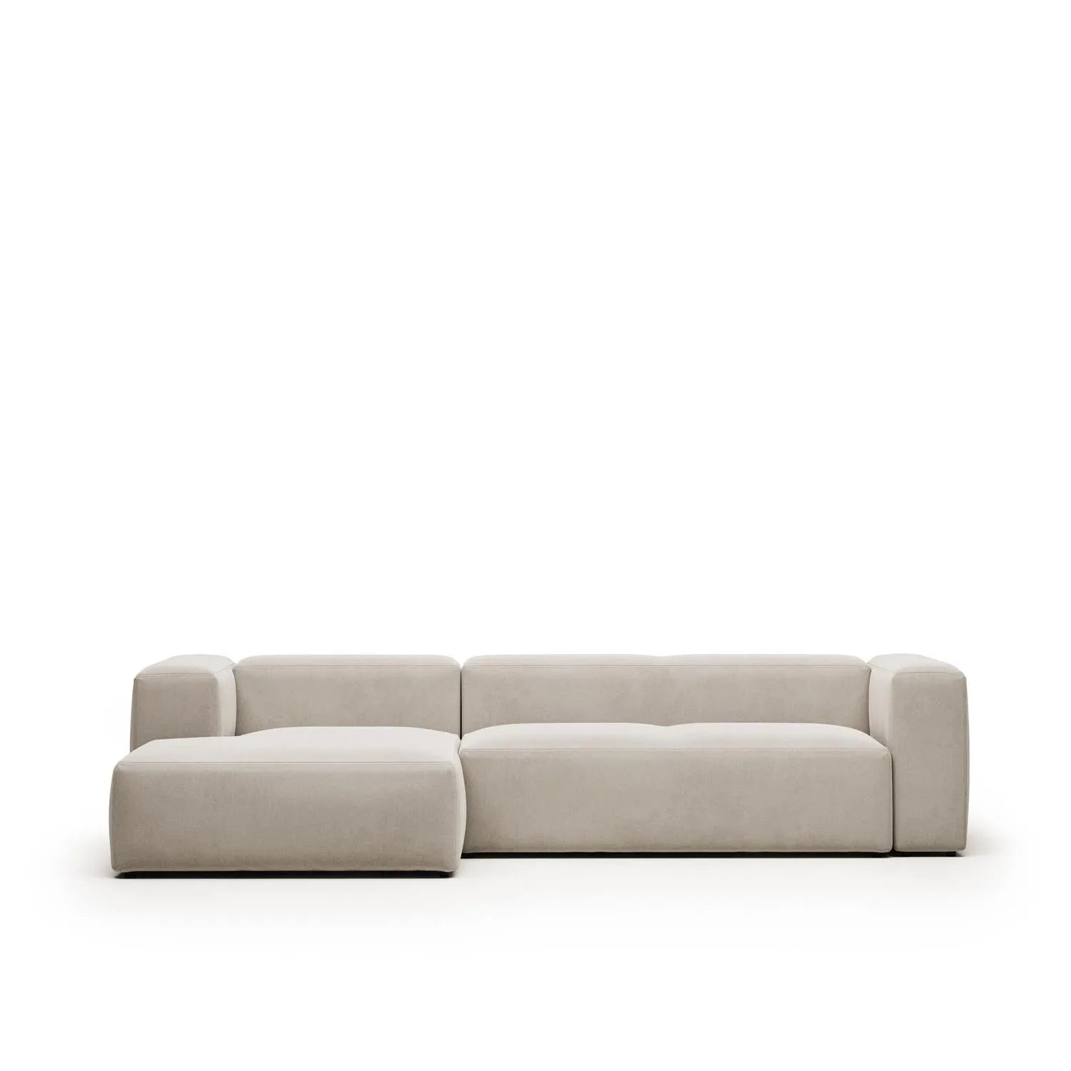 Kave Home Blok 3-Sitzer Sofa 300 cm, beige, mit linker Chaiselongue.