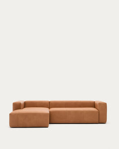 Sofa Blok aus braunem Leder 3-Sitzer Chaiselongue links 300 cm