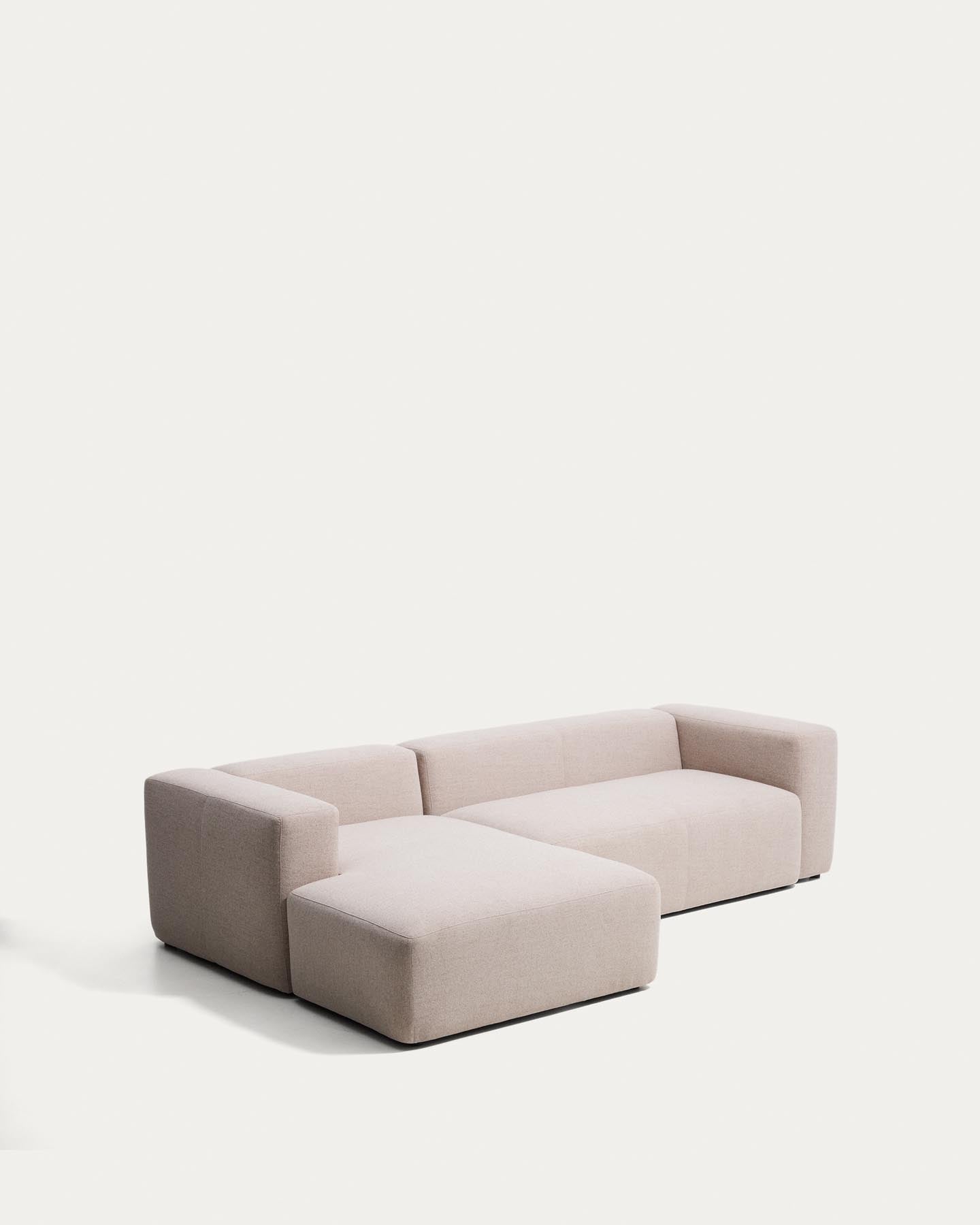 3-Sitzer-Sofa Blok mit Chaiselongue links in beiger Chenille, 300 cm, FSC Mix Credit in Beige präsentiert im Onlineshop von KAQTU Design AG. L-Sofa links ist von Kave Home