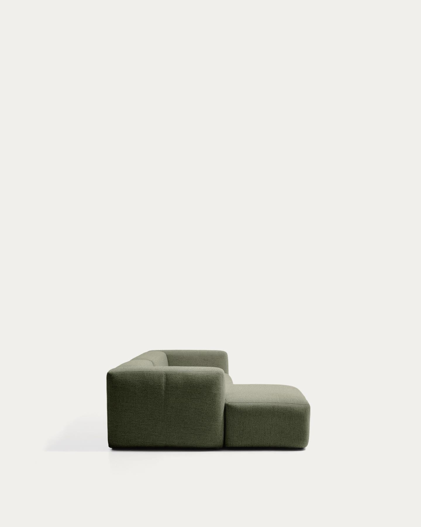 3-Sitzer-Sofa Blok mit Chaiselongue links in moosgrüner Chenille, 300 cm, FSC Mix Credit in Dunkelgrün präsentiert im Onlineshop von KAQTU Design AG. L-Sofa links ist von Kave Home