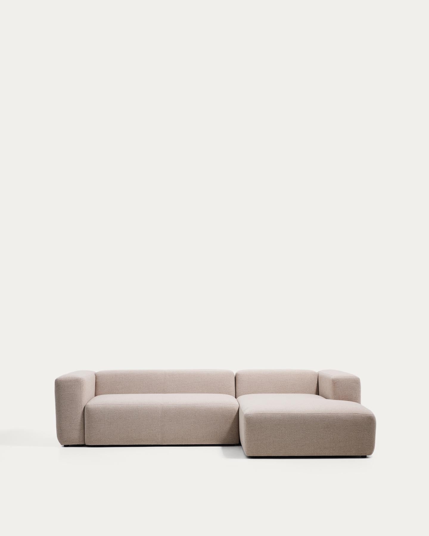 3-Sitzer-Sofa Blok mit Chaiselongue rechts in beiger Chenille, 300 cm, FSC Mix Credit in Beige präsentiert im Onlineshop von KAQTU Design AG. L-Sofa rechts ist von Kave Home