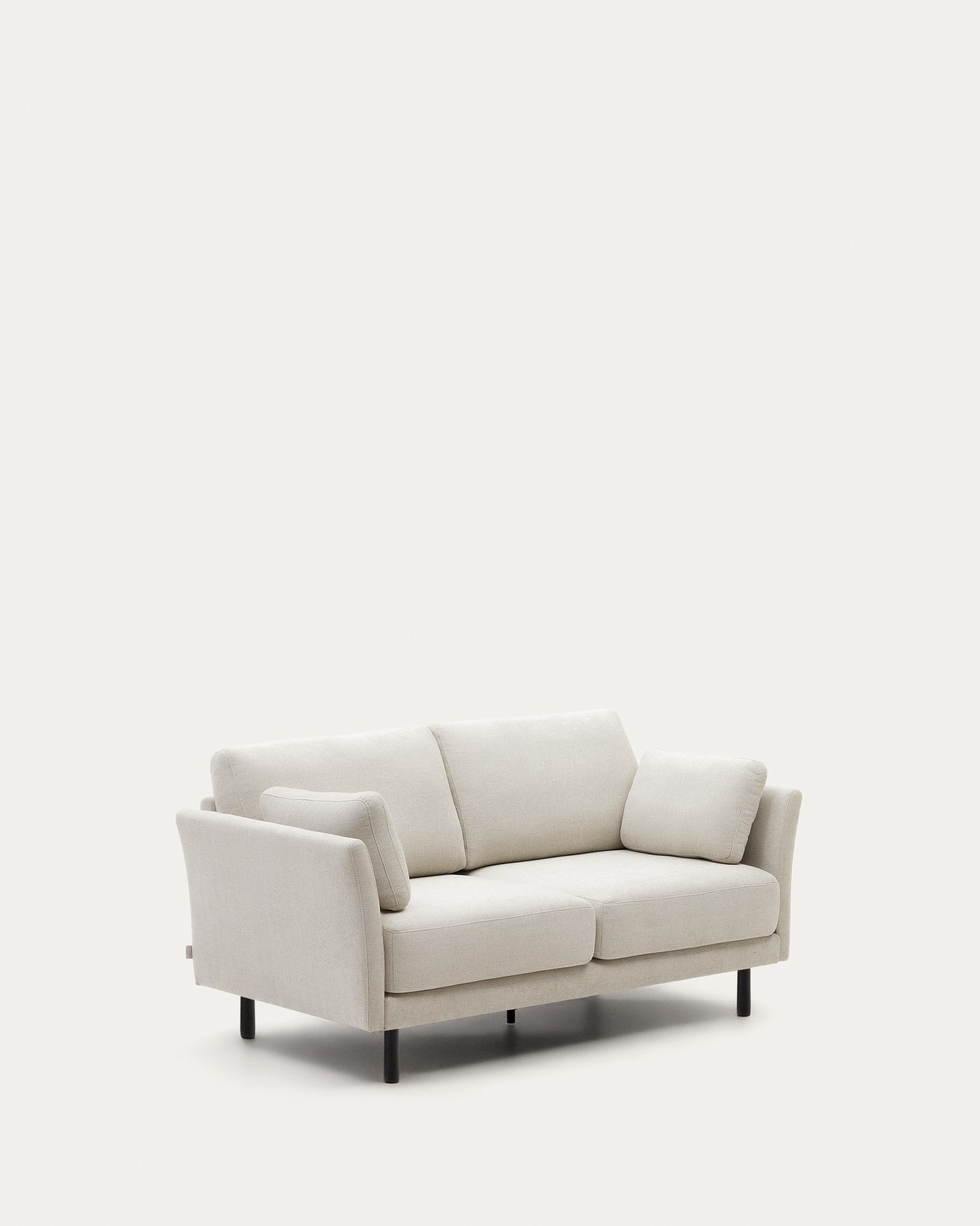 Elegantes 2-Sitzer-Sofa aus perlfarbener Chenille, 170 cm breit, mit schwarzen Beinen, ideal für moderne Wohnräume.
