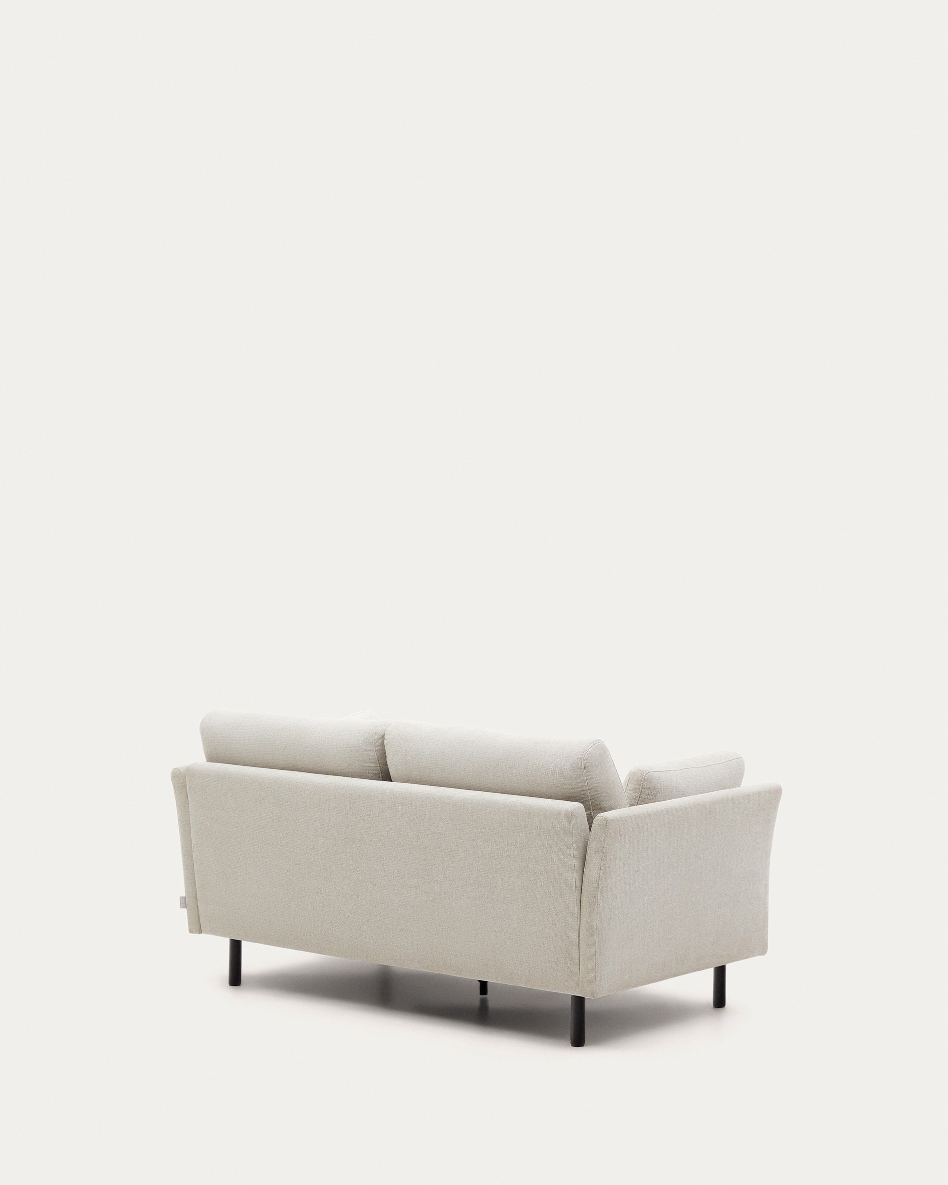 Stilvolles 2-Sitzer-Sofa aus perlfarbener Chenille, 170 cm breit, mit schwarzen Beinen, perfekt für zeitgemäße Wohnräume.