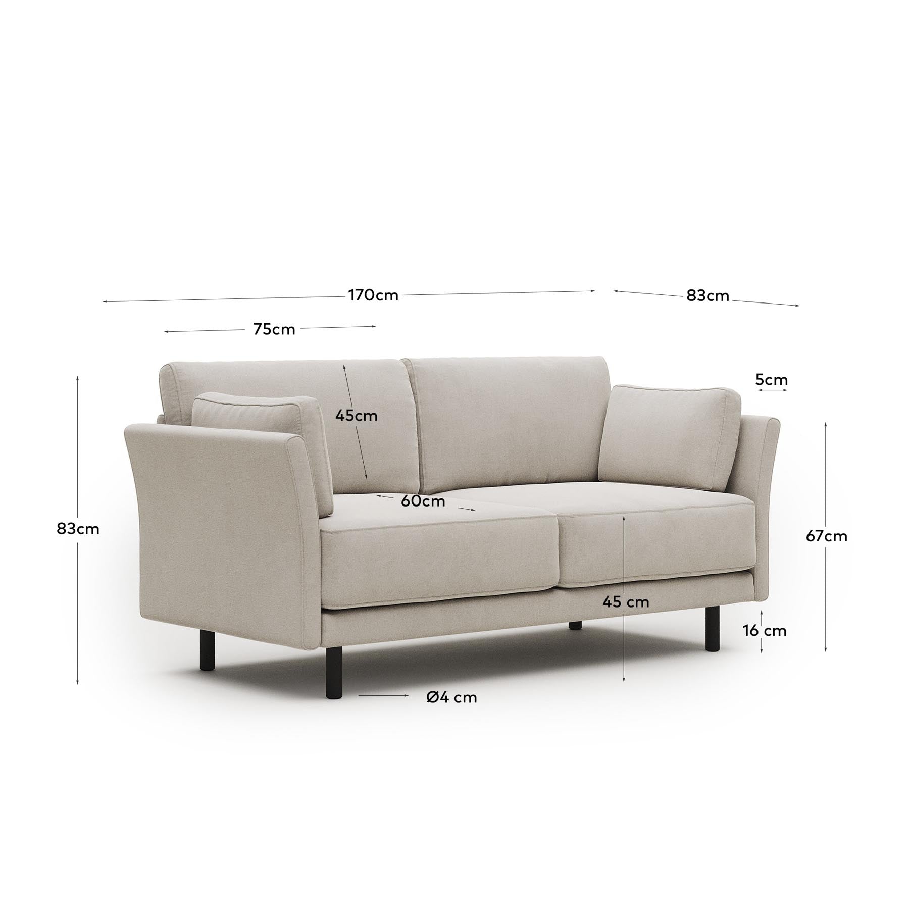 2-Sitzer-Sofa Gilma, schwer entflammbar mit dickem, grünem Cord und Beinen mit naturfarbenem Finish, 170 cm in Grün präsentiert im Onlineshop von KAQTU Design AG. 2er Sofa ist von Kave Home