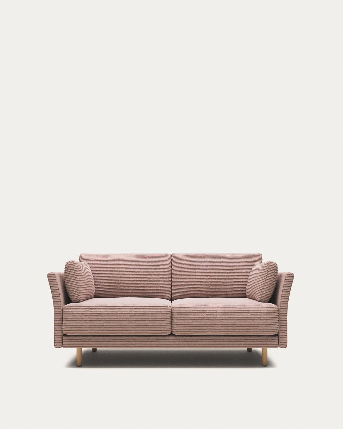 2-Sitzer-Sofa Gilma, schwer entflammbar mit dickem, rosafarbenem Cord und Beinen mit naturfarbenem Finish, 170 cm in Rosa präsentiert im Onlineshop von KAQTU Design AG. 2er Sofa ist von Kave Home