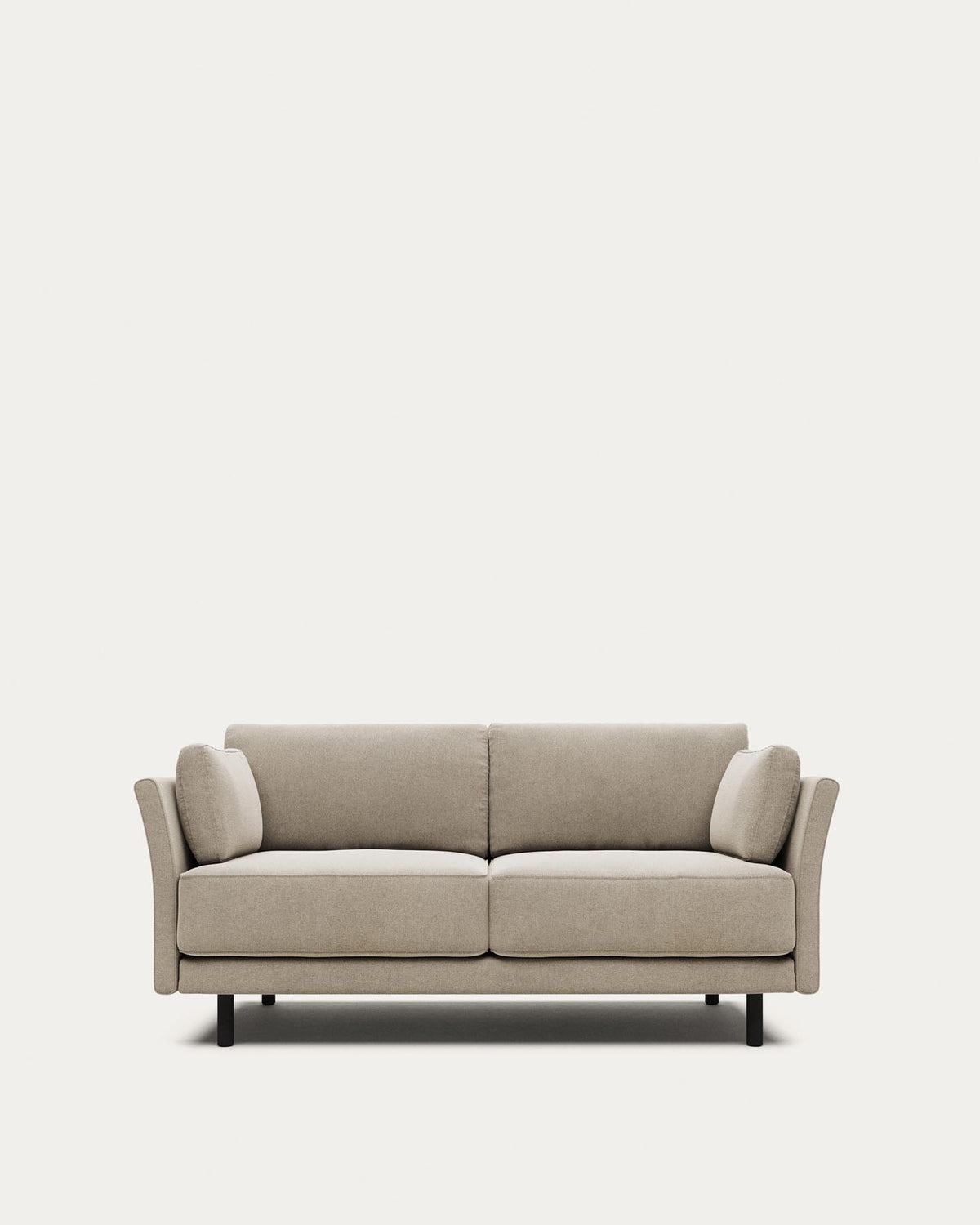 2-Sitzer-Sofa Gilma, schwer entflammbar mit beiger Chenille und Beinen mit schwarzem Finis