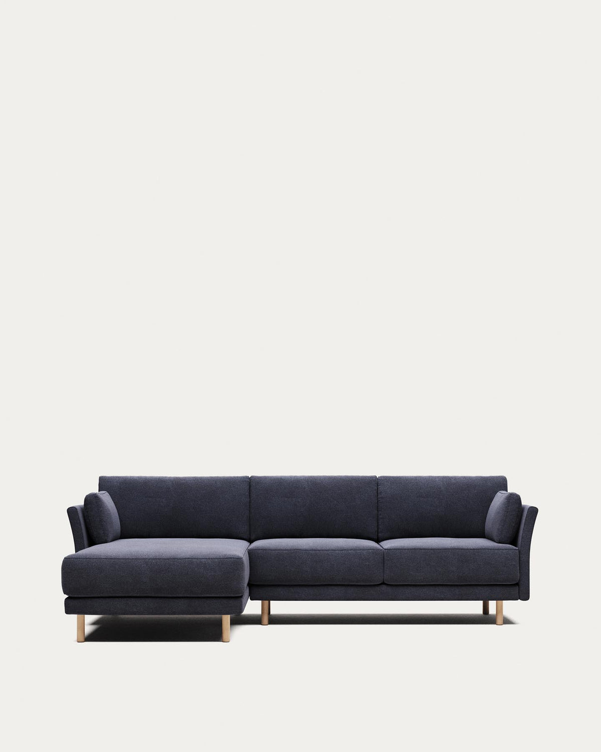 3-Sitzer-Sofa Gilma mit Chaiselongue rechts/links, schwer entflammbar mit blauer Chenille