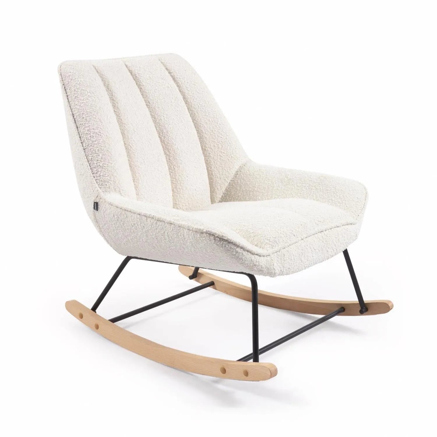 3D-Modell des Marlina Schaukelstuhls in Weiß, Lammfell-Stil Bezug, elegantes Design für stilvollen Komfort.