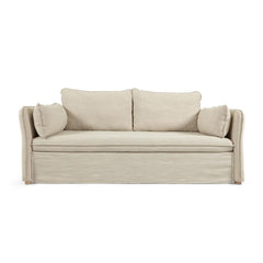 Divano letto Tanit bianco e gambe in legno massello di faggio con finitura naturale 210 cm FSC