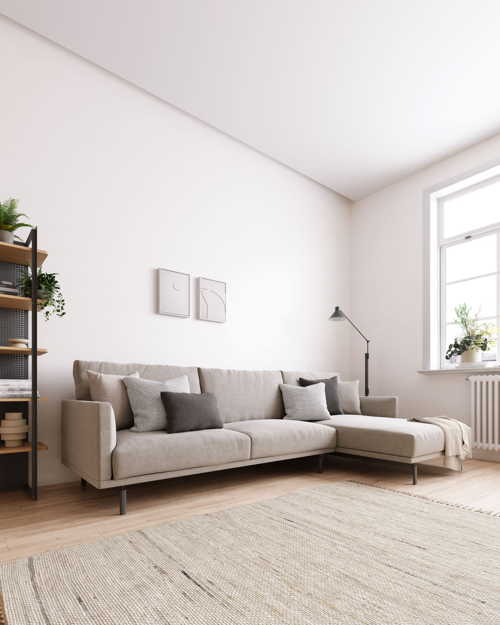 Modernes 4-Sitzer Sofa Galene in Beige mit rechter Chaiselongue, 314 cm breit, von Kave Home – stilvoll und bequem.