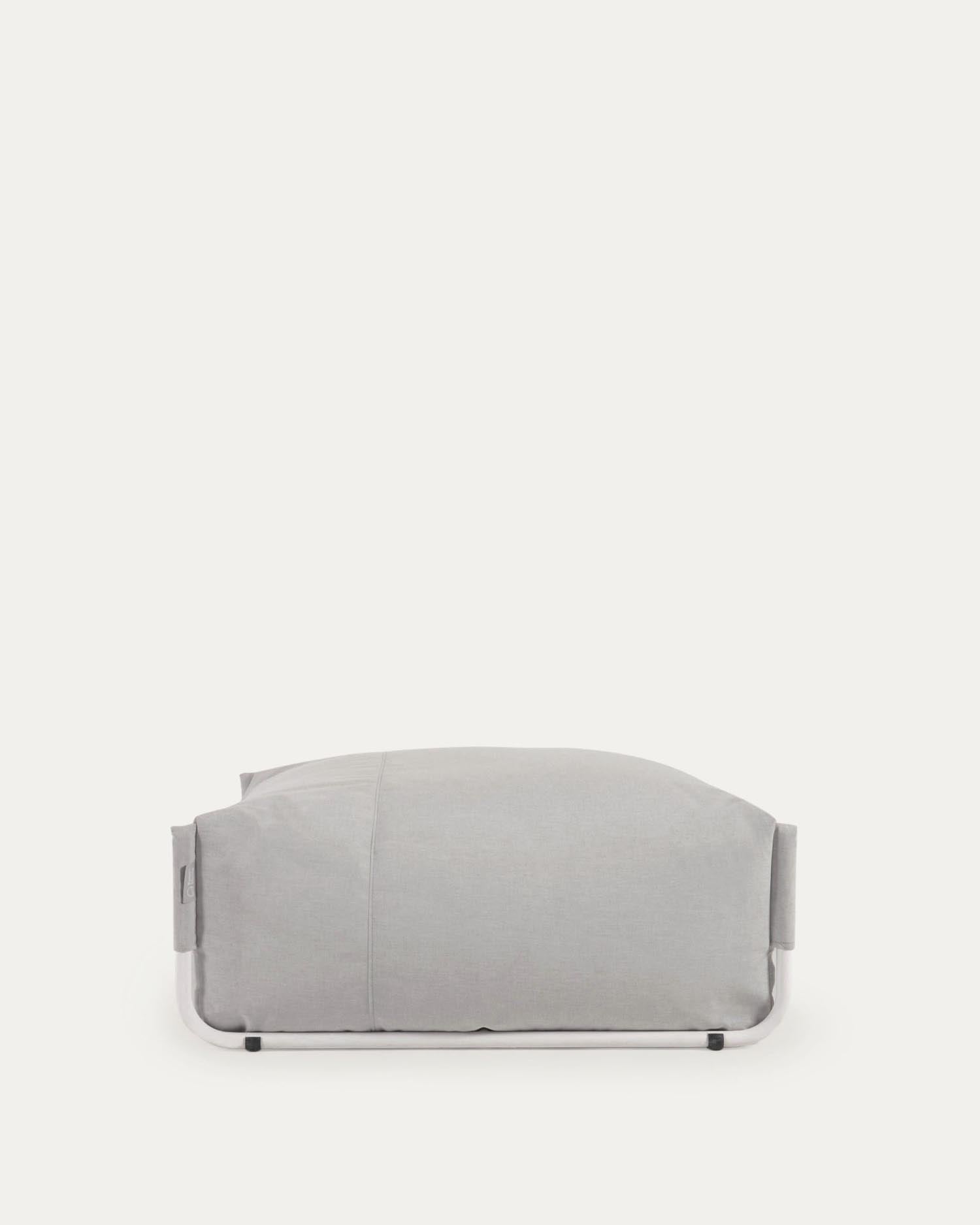 Square Pouf modular sofa 100% for outdoor light gray and white aluminum 101 x 101 cm