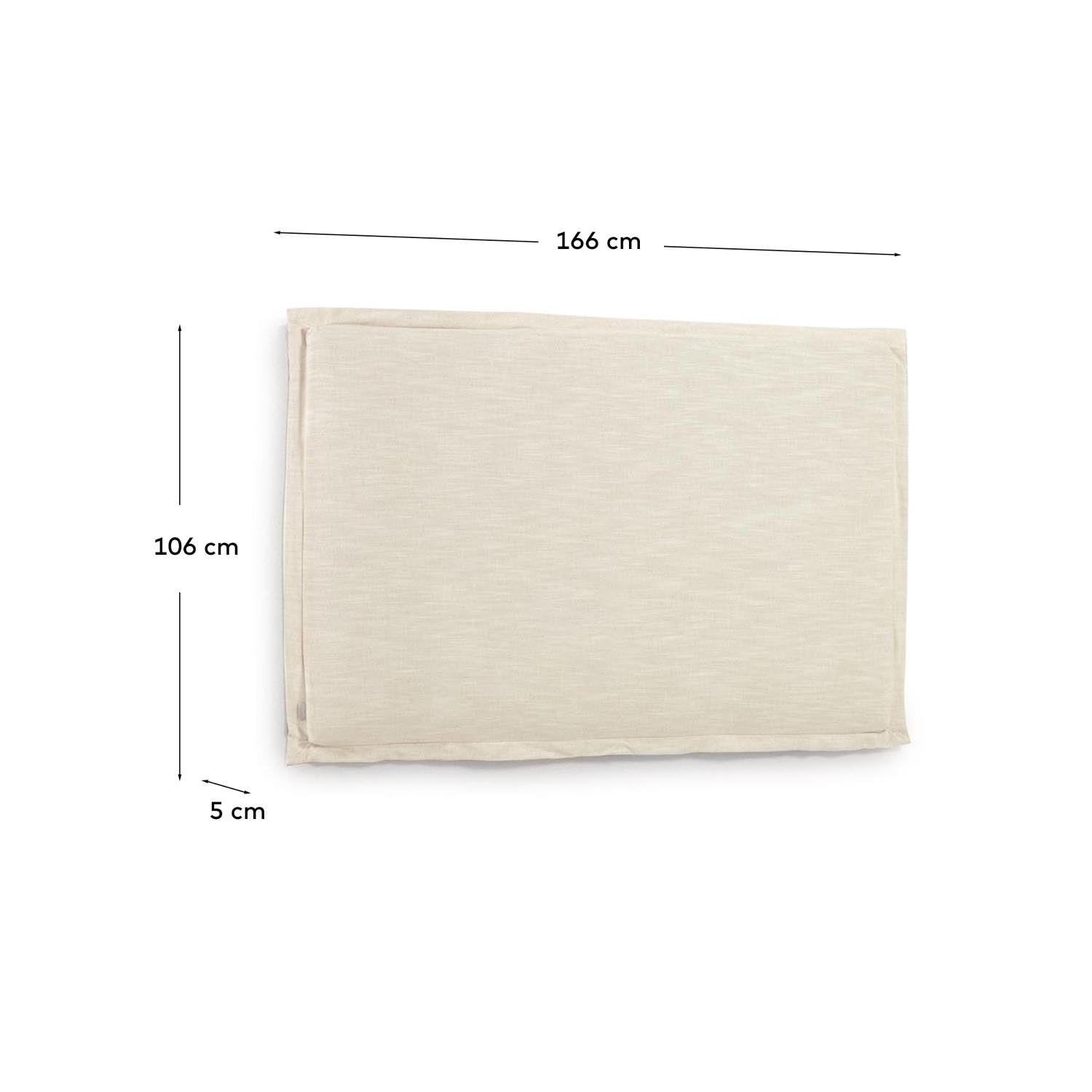 Das Tanit Bettkopfteil von Kave Home bietet elegantes Design und Funktionalität. Der abnehmbare Leinenbezug in Weiß sorgt für frischen Komfort und einfache Pflege.